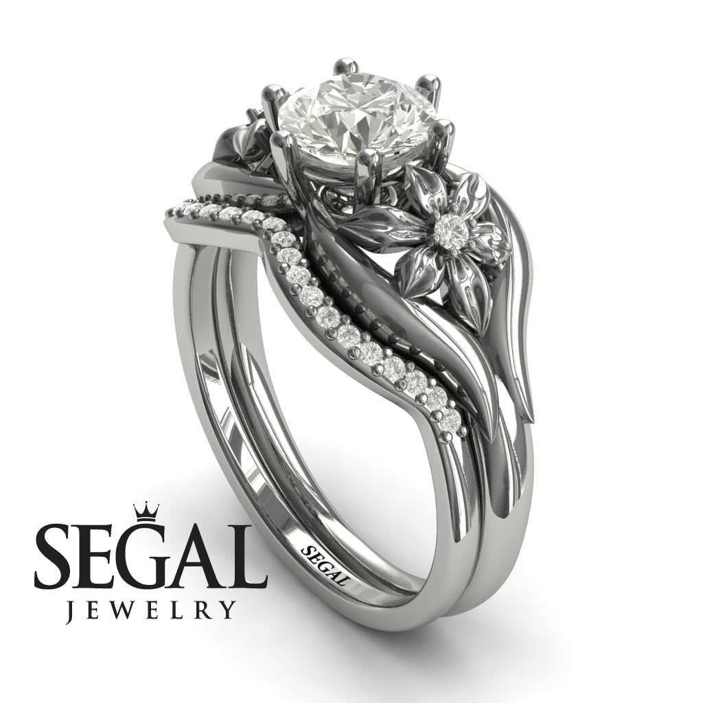 Two Seasons Bridal Set Flower Ring Diamond Ring- Bella no. 3